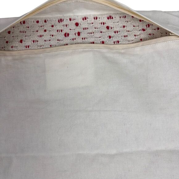 Le Pouf Textured Pillow Covers Red Cream No Pillow - Picture 5 of 10